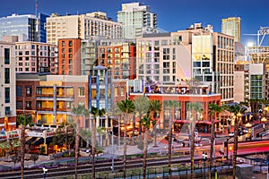 San Diego, California cityscape at the Gaslamp Quarter photo