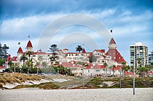 SAN DIEGO, CALIFORNIA - JULY 30, 2017: Historic Hotel del Coronado, known local as the Hotel Del, is a wooden Victorian beach