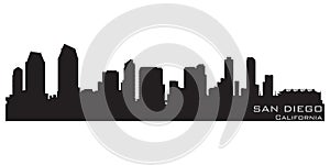 San Diego, California skyline. Detailed vector silhouette