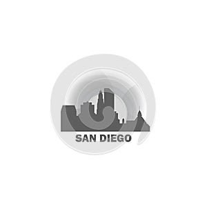 San Diego city skyline silhouette vector logo illustration