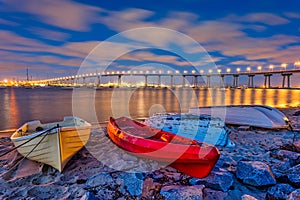 The San Diego Coronado Bridge at night