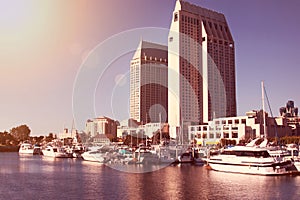 San diego harbor during evening sun