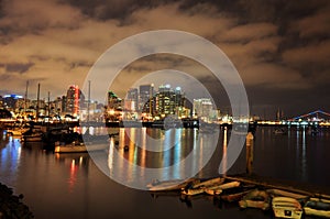 San Diego harbor at night