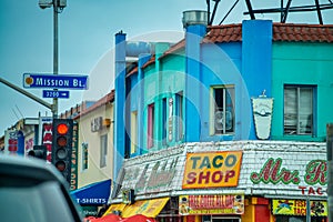 San Diego - July 31, 2017: Mission Beach streets in the morning