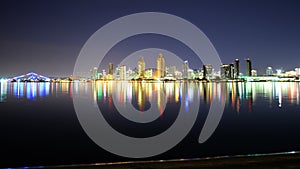 San Diego Night Skyline and Birds at Coronado Beach Time Lapse California USA