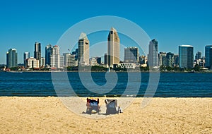 San Diego Skyline and Beach, California