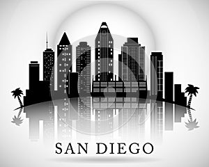 San Diego skyline. City silhouette photo