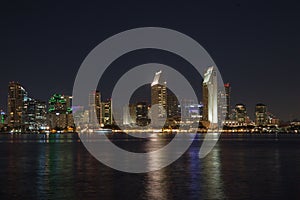 San Diego skyline, long exposure night shot