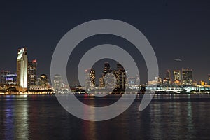 San Diego skyline, long exposure night shot