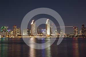 San Diego skyline, long exposure night shot