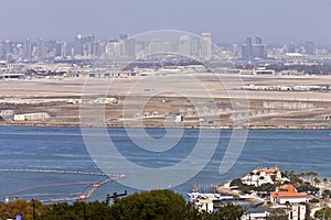 San Diego skyline from Point Loma island California.