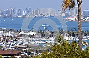 San Diego skyline from Point Loma island California.