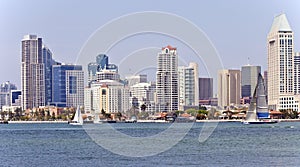 San Diego skyline and sailboats.