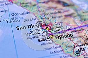 San Diego and Tijuana on map
