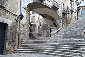 Typical corner of the old quarter of Girona, Catalonia, Spain photo