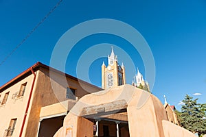 San Felipe de Neri Church in Spanish architectural style in Plaza, Albuquerque, New Mexico, USA