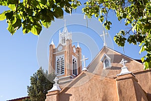 San Felipe de Neri Church in Spanish architectural style in Plaza, Albuquerque, New Mexico, USA.