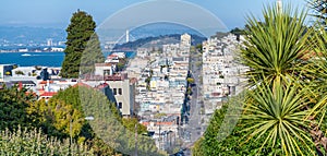 San Francisco aerial skyline from Russian Hill in summer season photo