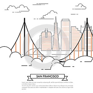 San Francisco banner city landscape Line art