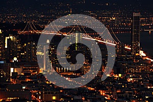 San francisco bay bridge at night