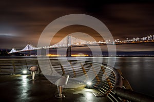San Francisco Bay Bridge night lights