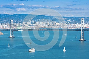 San Francisco bay bridge skyline panorama