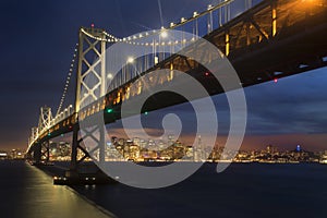 San Francisco Bay Bridge and Skyline at Sunset