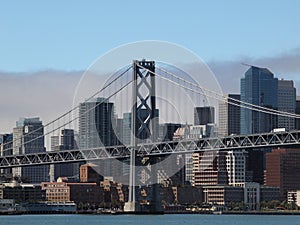 San Francisco Bay Bridge Tower with City Skyline