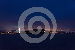 San Francisco Bay Bridge and Treasure Island at night