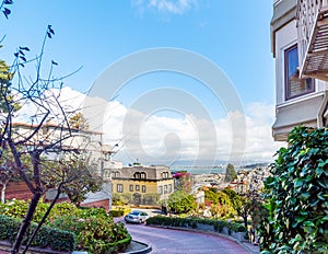 San Francisco bay seen from world famous Lombard street