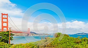 San Francisco bay under a blue sky