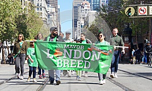 Participants in the 2022 Saint Patrick`s Day Parade, San Franciso