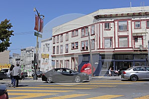 SAN FRANCISCO, CA, USA, 2.09.2020 - Red Lips graffiti on Filbert Street building