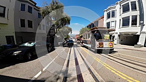 San Francisco Cable Car Hyde St 01 Rear View at Beach St Driving Plate California