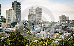 San Francisco California building cityscape hillside houses and homes condos and apartment buildings