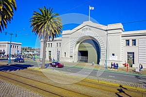 San Francisco, California - February 11, 2017: Beautiful touristic view of Pier 31 in the popular and cultural downtown