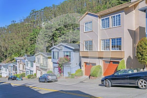 San Francisco California residential area with houses along a steep street