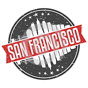 San Francisco California Round Travel Stamp. Icon Skyline City Design Vector Badge Illustration Seal.