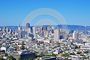 San Francisco, skyline, Corona Heights, hill, hilltop, aerial view, California, United States of America, Transamerica Pyramid photo