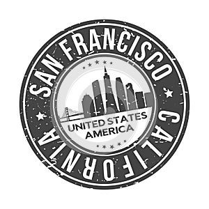 San Francisco California USA Stamp Logo Icon Symbol Design Skyline City.