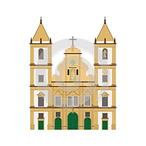 San Francisco Church, Salvador de Bahia, Brazil vector illustration