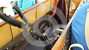 San Francisco - CIRCA 2013: Brakes operated on the Powell Hyde cable car in SF