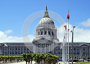 San Francisco City Hall is Beaux-Arts architecture and located in the city`s civic center.