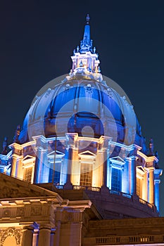 San Francisco City Hall in Golden State Warriors Colors.