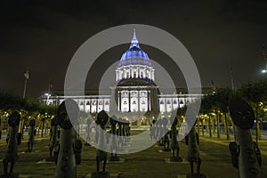 San Francisco, City Hall night view, illuminated