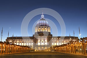 San Francisco City Hall is the seat of government for the City and County of San Francisco, California.  Photo taken in the sunset