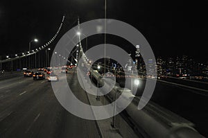 San Francisco city by night from bay bridge