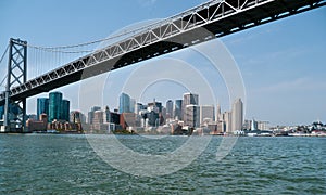 San Francisco city scape from under Bay Bridge