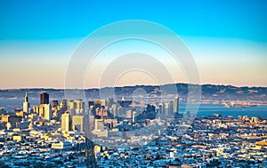 San Francisco City scape view from Twin Peaks