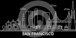 San Francisco city silhouette skyline. USA - San Francisco vector, american linear architecture. San Francisco city